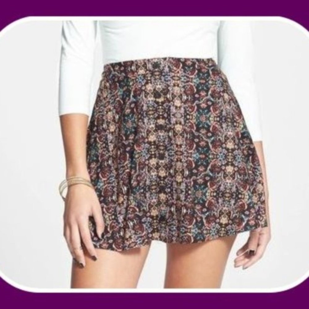 Lush Button Front Skater Skirt S Mini